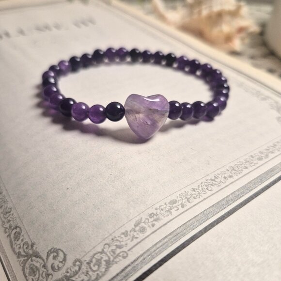 Gemstone with Heart Bead Bracelet - Picture 13 of 14